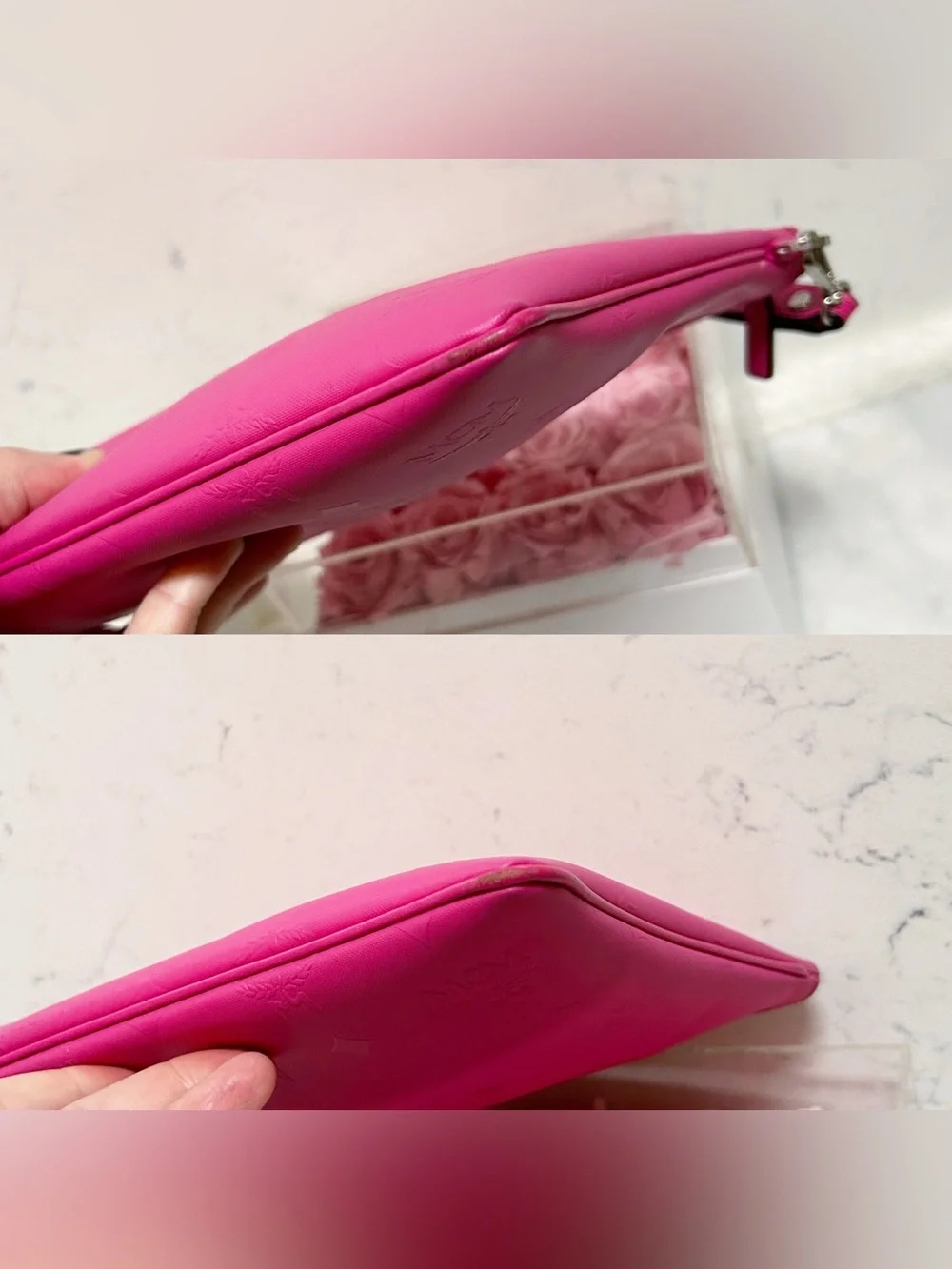 Authentic MCM Barbie Pink XL Wristlet Pouch / Clutch Bag